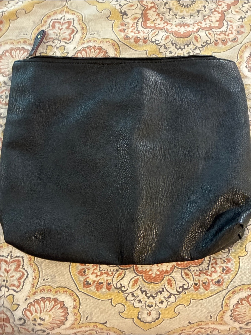 Free People Black Faux Leather Zip Pouch